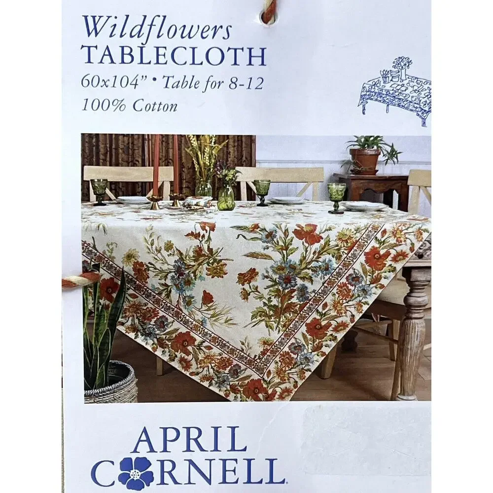 April Cornell WILDFLOWERS Tablecloth 60X104” Fall Colors Table For 8-12